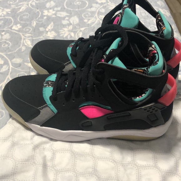 Nike Air Flight Huarache GS Retro Youth 705281-003 Sneakers 7 YBlack Pink Unisex - Picture 2 of 11